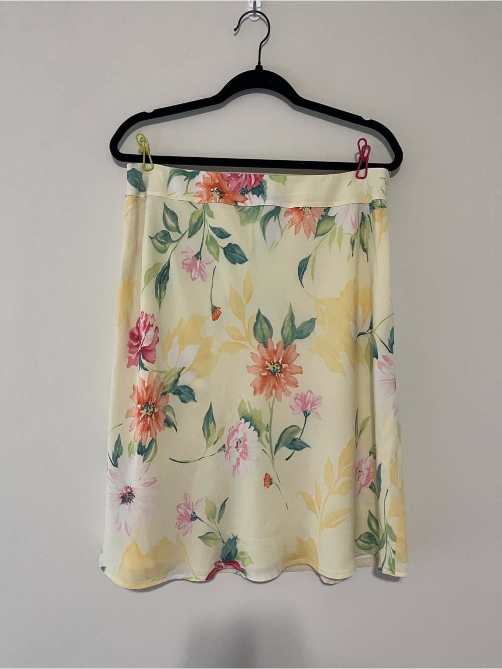 TALBOTS 100% Silk Floral Cream A-Line Skirt